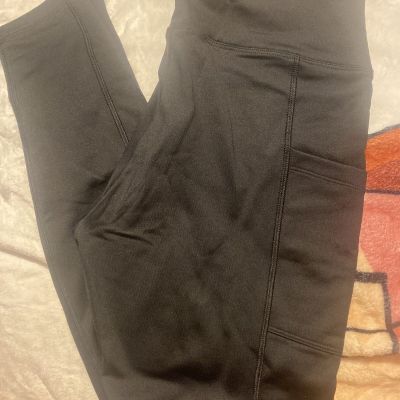 Pink Victoria Secret Black Med Leggings Sport Style With Side Pockets Ships Fast